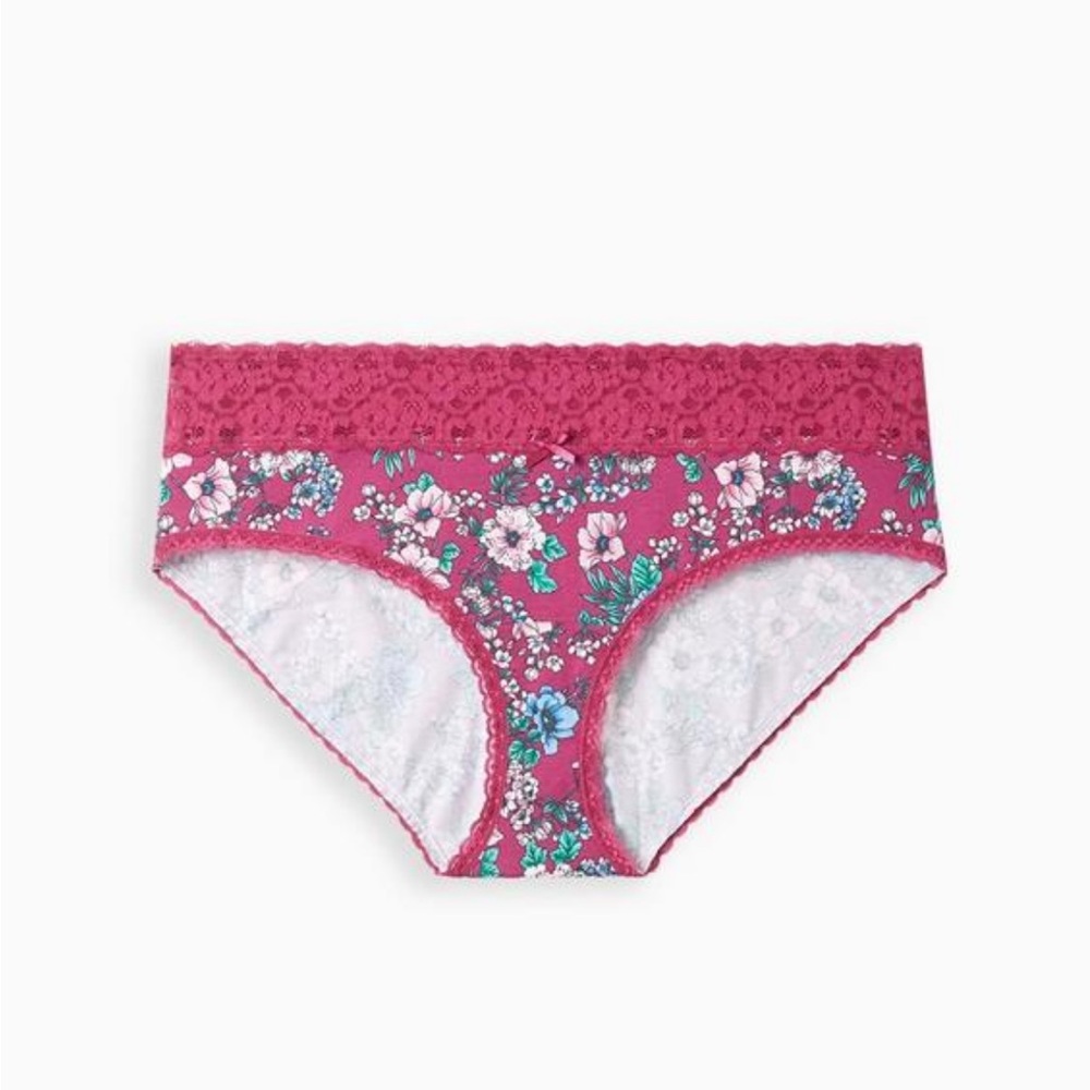 Torrid - Cotton Mid-Rise Hipster Lace Trim Panty